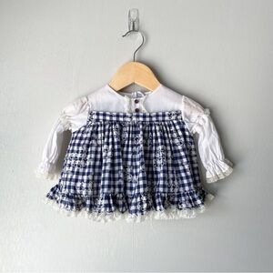 Vintage Bryan Floral Lace Frilly Long Sleeve Dress & Bloomers 2 Piece Set